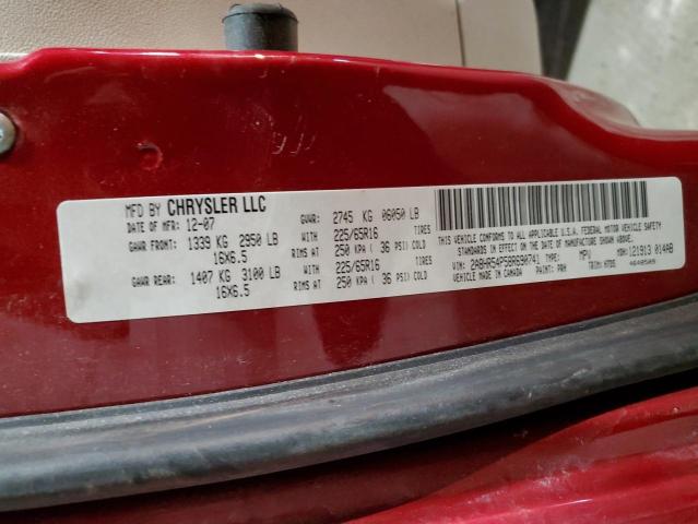 2A8HR54P58R690741 - 2008 CHRYSLER TOWN & COU TOURING წითელი ფოტო 13