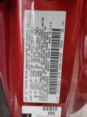 5TEUU42N47Z339909 - 2007 TOYOTA TACOMA ACCESS CAB Қызыл фото 12