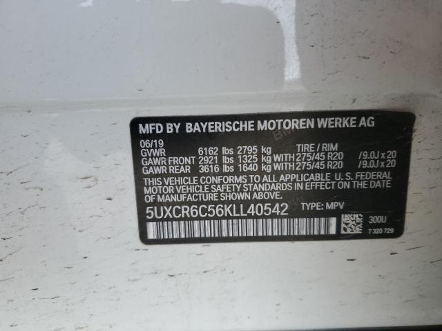 5UXCR6C56KLL40542 - 2019 BMW X5 XDRIVE40I WHITE photo 13