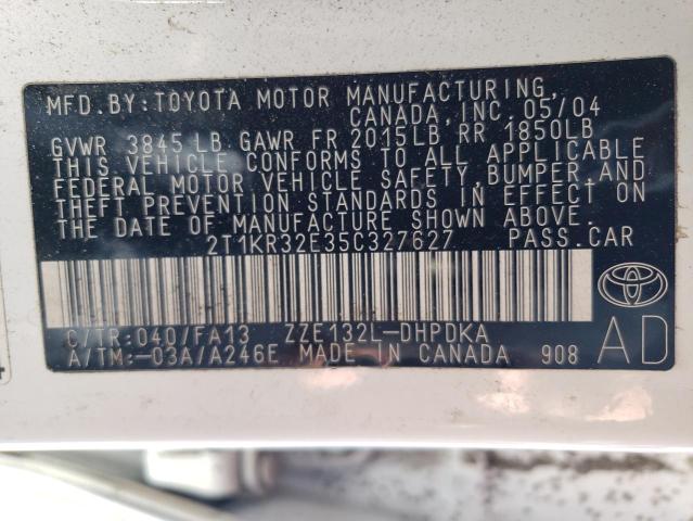 2T1KR32E35C327627 - 2005 TOYOTA MATRIX XR 白色 照片 12