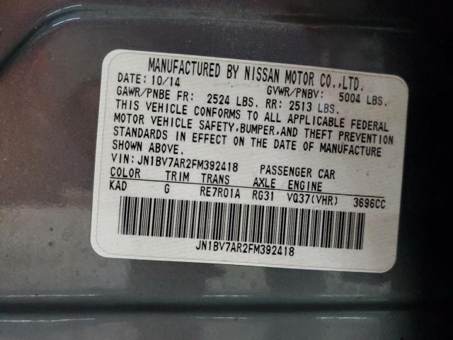 JN1BV7AR2FM392418 - 2015 INFINITI Q50 BASE GRAY photo 12