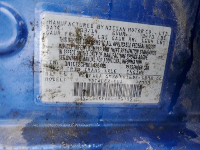 3N1CE2CP8EL426485 - 2014 NISSAN VERSA NOTE S BLUE photo 12