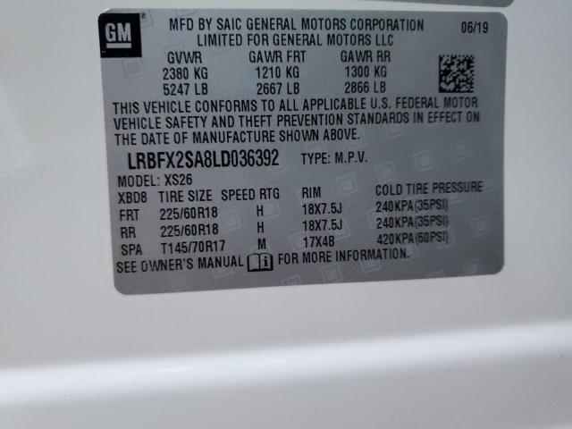 LRBFX2SA8LD036392 - 2020 BUICK ENVISION ESSENCE أبيض صورة 12