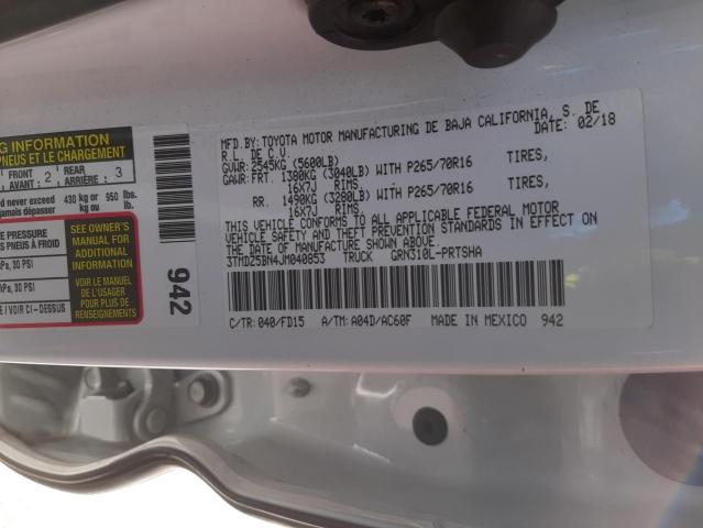 3TMDZ5BN4JM040853 - 2018 TOYOTA TACOMA DOUBLE CAB 白色 照片 13