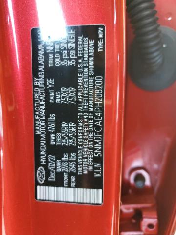 5NMJFCAE4PH208200 - 2023 HYUNDAI TUCSON SEL RED photo 13