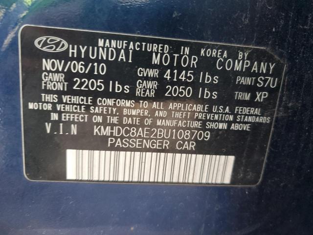 KMHDC8AE2BU108709 - 2011 HYUNDAI ELANTRA TO GLS BLUE photo 12