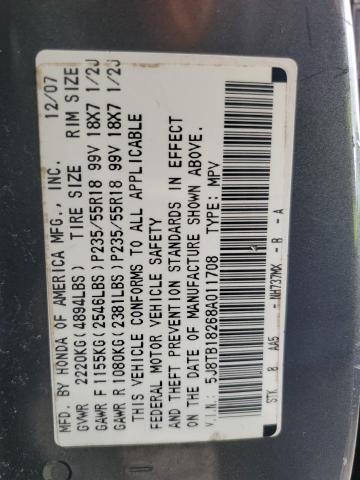 5J8TB18268A011708 - 2008 ACURA RDX CHARCOAL photo 12