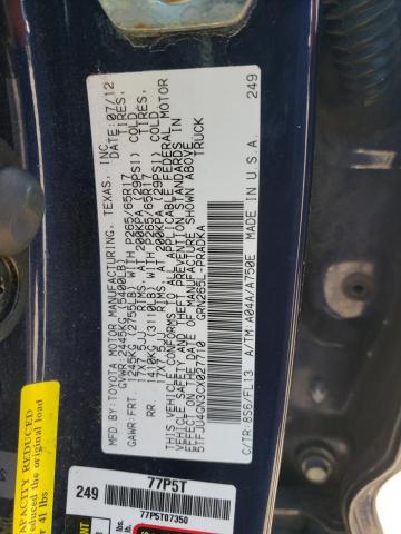 5TFJU4GN3CX027710 - 2012 TOYOTA TACOMA DOUBLE CAB PRERUNNER BLUE photo 12