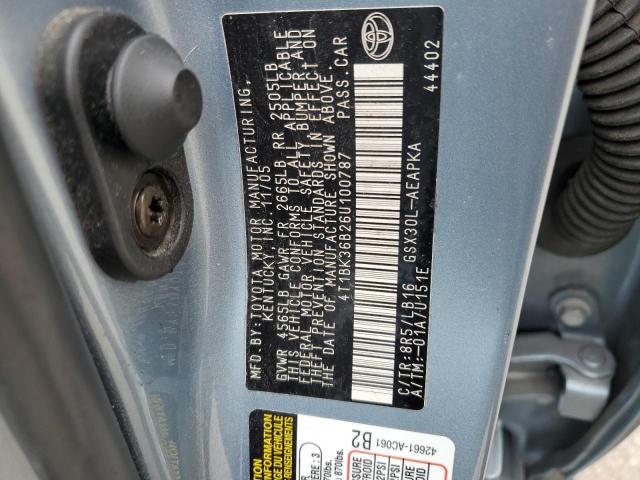 4T1BK36B26U100787 - 2006 TOYOTA AVALON XL BLUE photo 12