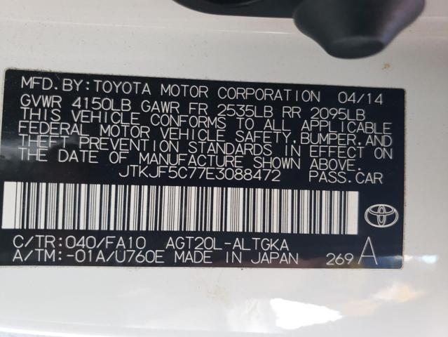 JTKJF5C77E3088472 - 2014 TOYOTA SCION TC WHITE photo 12