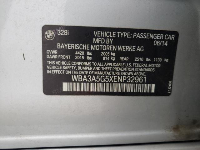 WBA3A5G5XENP32961 - 2014 BMW 328 I SILVER photo 12