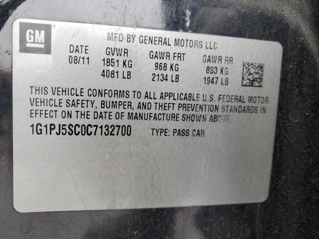 1G1PJ5SC0C7132700 - 2012 CHEVROLET CRUZE ECO BLACK photo 12