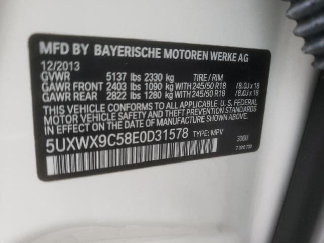 5UXWX9C58E0D31578 - 2014 BMW X3 XDRIVE28I WHITE photo 13