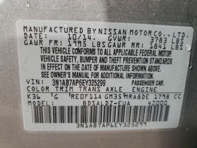 3N1AB7AP6EY325299 - 2014 NISSAN SENTRA S GRAY photo 12