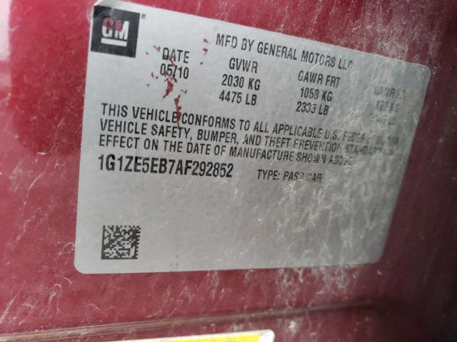 1G1ZE5EB7AF292852 - 2010 CHEVROLET MALIBU LTZ ბურგუნდია ფოტო 12