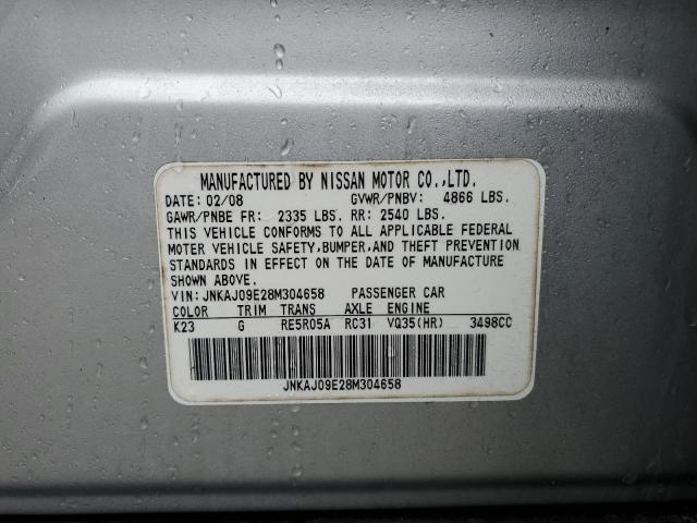 JNKAJ09E28M304658 - 2008 INFINITI EX35 BASE Արծաթագույն լուսանկար 13