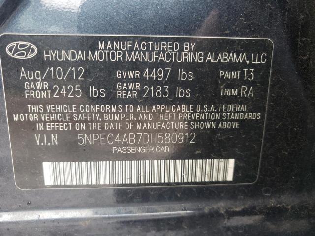 5NPEC4AB7DH580912 - 2013 HYUNDAI SONATA SE BLUE photo 12