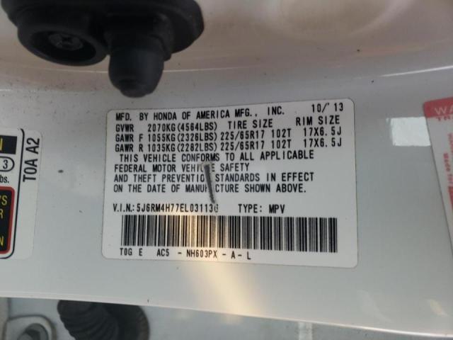 5J6RM4H77EL031136 - 2014 HONDA CR-V EXL WHITE photo 13