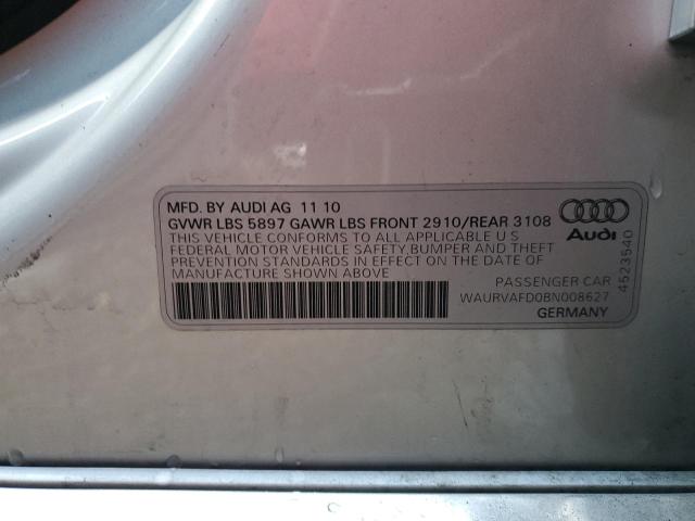 WAURVAFD0BN008627 - 2011 AUDI A8 L QUATTRO SILVER photo 12