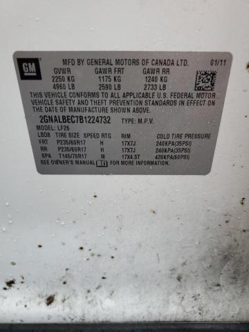 2GNALBEC7B1224732 - 2011 CHEVROLET EQUINOX LS WHITE photo 13