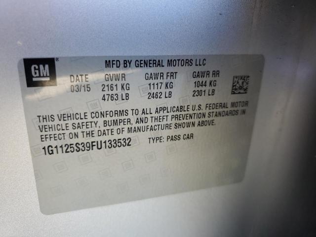 1G1125S39FU133532 - 2015 CHEVROLET IMPALA LT SILVER photo 12