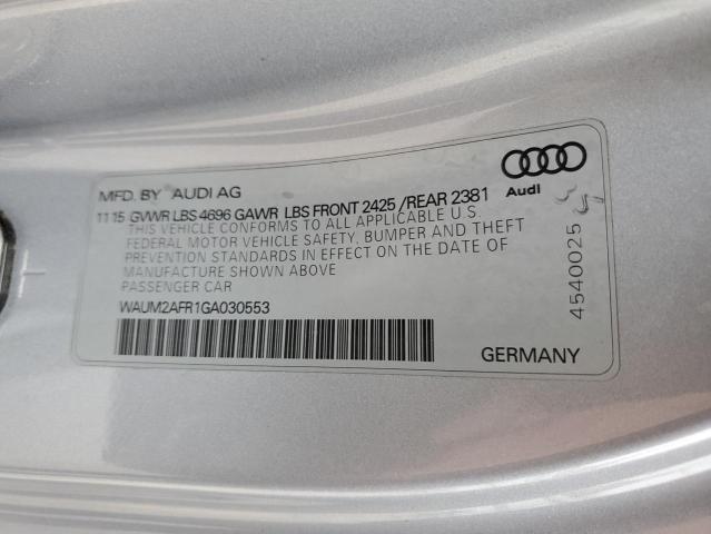 WAUM2AFR1GA030553 - 2016 AUDI A5 PREMIUM PLUS S-LINE SILVER photo 12