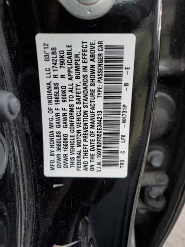 19XFB2F55CE344213 - 2012 HONDA CIVIC LX BLACK photo 12