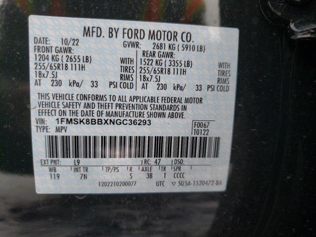 1FMSK8BBXNGC36293 - 2022 FORD EXPLORER GREEN photo 13