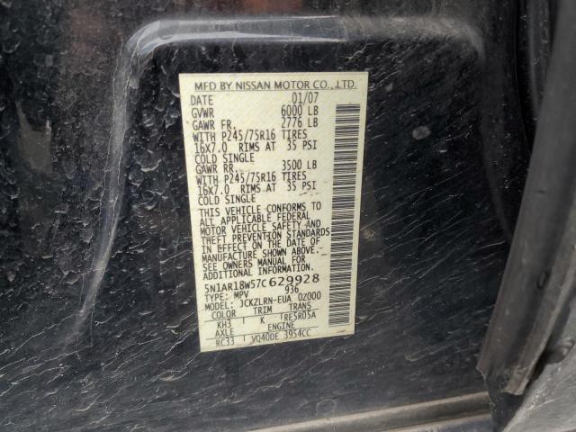 5N1AR18W57C629928 - 2007 NISSAN PATHFINDER LE შავი ფოტო 13
