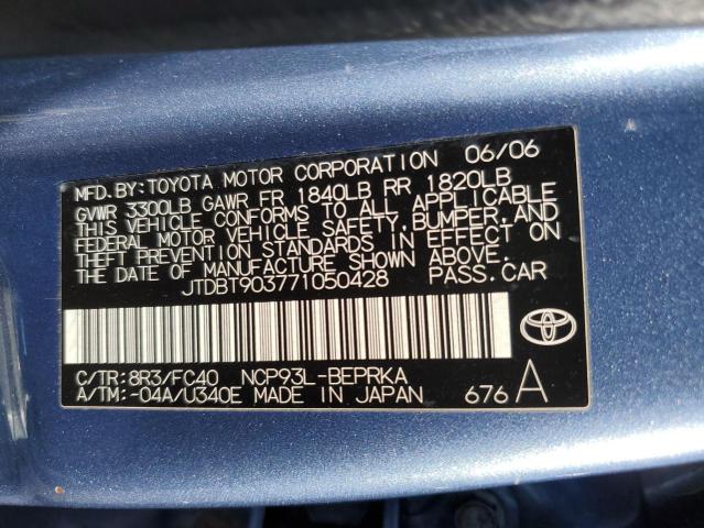 JTDBT903771050428 - 2007 TOYOTA YARIS BLUE photo 13