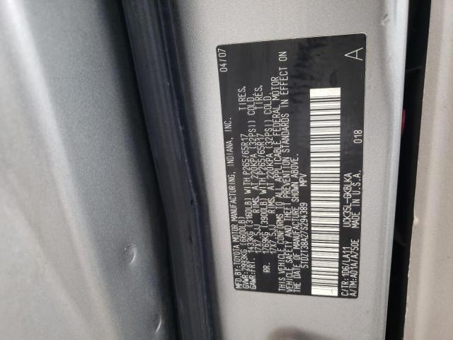5TDZT38A27S294389 - 2007 TOYOTA SEQUOIA LIMITED SILVER photo 14