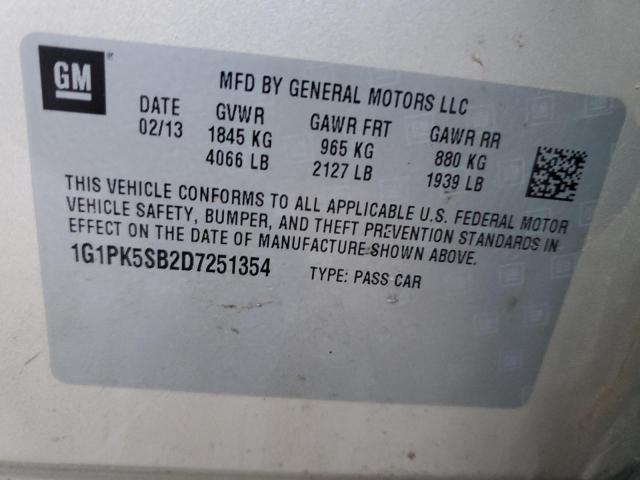 1G1PK5SB2D7251354 - 2013 CHEVROLET CRUZE LT GOLD photo 12