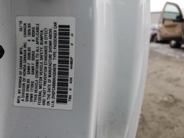 2HGFC4B8XKH304979 - 2019 HONDA CIVIC SPORT 白色 照片 12