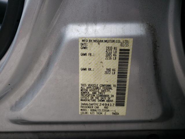 1N4AL3AP7FC249417 - 2015 NISSAN ALTIMA 2.5 SILVER photo 13