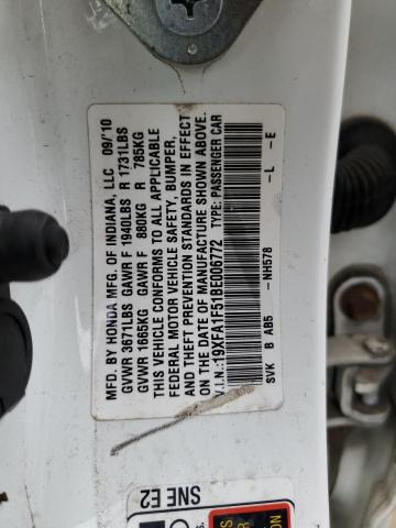 19XFA1F51BE006772 - 2011 HONDA CIVIC LX WHITE photo 12