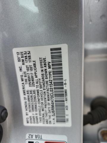 5J6RM4H70CL031542 - 2012 HONDA CR-V EXL SILVER photo 14