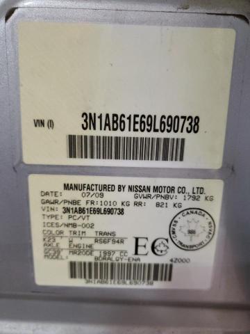 3N1AB61E69L690738 - 2009 NISSAN SENTRA 2.0 SILVER photo 12