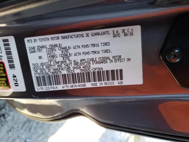 3TYRX5GN6LT005078 - 2020 TOYOTA TACOMA ACCESS CAB Сұр фото 12