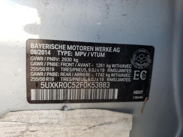 5UXKR0C52F0K53883 - 2015 BMW X5 XDRIVE35I SILVER photo 12