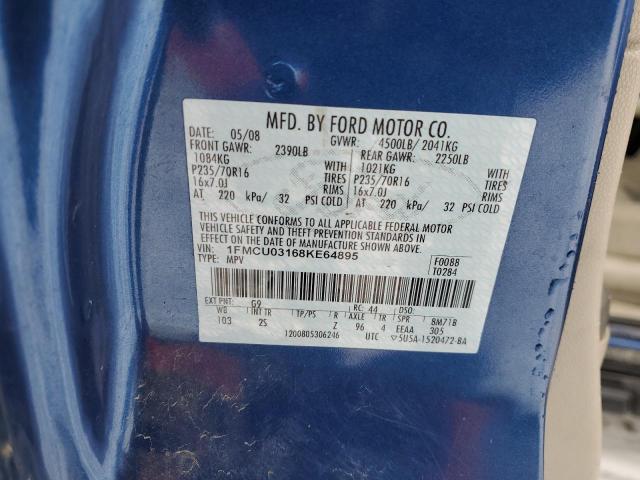 1FMCU03168KE64895 - 2008 FORD ESCAPE XLT BLUE photo 13