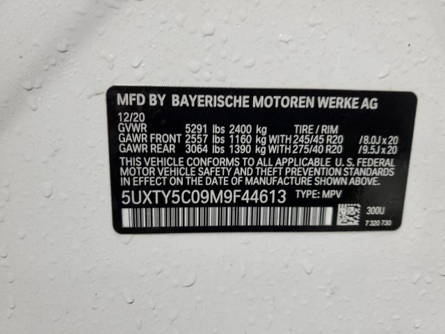 5UXTY5C09M9F44613 - 2021 BMW X3 XDRIVE30I WHITE photo 12