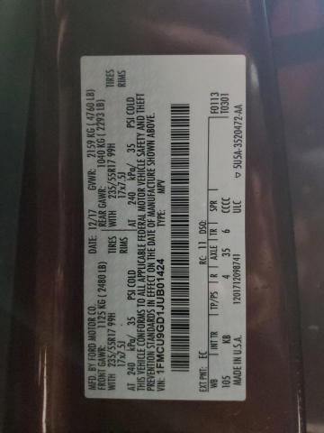 1FMCU9GD1JUB01424 - 2018 FORD ESCAPE SE BROWN photo 13