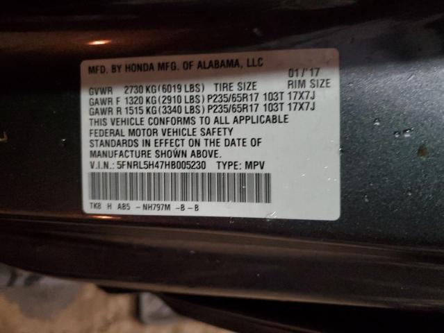 5FNRL5H47HB005230 - 2017 HONDA ODYSSEY EX GRAY photo 14