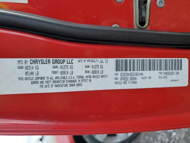 2C3CDXHG5CH301444 - 2012 DODGE CHARGER SXT RED photo 12