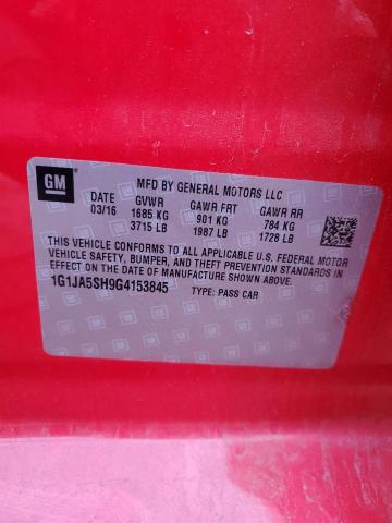 1G1JA5SH9G4153845 - 2016 CHEVROLET SONIC LS 红色 照片 12