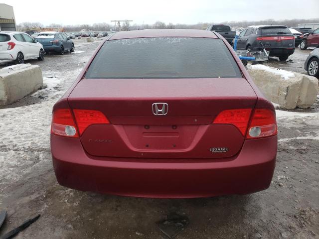 1HGFA15526L021961 - 2006 HONDA CIVIC LX RED photo 6