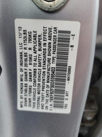 19XFB2F50DE095403 - 2013 HONDA CIVIC LX SILVER photo 12