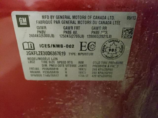 2GKFLZE30D6367619 - 2013 GMC TERRAIN DENALI RED photo 12