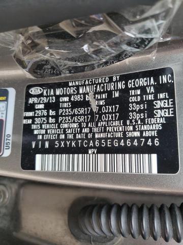 5XYKTCA65EG464746 - 2014 KIA SORENTO LX SILVER photo 12