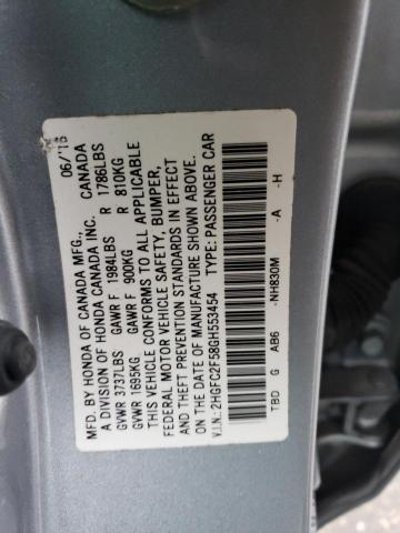 2HGFC2F58GH553454 - 2016 HONDA CIVIC LX SILVER photo 13